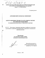 Интеграционные процессы в реальном секторе российской экономики - тема диссертации по экономике, скачайте бесплатно в экономической библиотеке