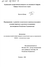 Формирование и развитие человеческого капитала молодежи в условиях перехода к рыночным отношениям - тема диссертации по экономике, скачайте бесплатно в экономической библиотеке