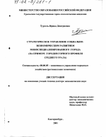 Стратегическое управление социально-экономическим развитием моноспециализированного города - тема диссертации по экономике, скачайте бесплатно в экономической библиотеке