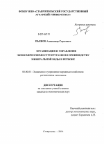 Организация и управление экономическими структурами по производству минеральной воды в регионе - тема диссертации по экономике, скачайте бесплатно в экономической библиотеке