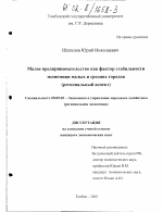 Малое предпринимательство как фактор стабильности экономики малых и средних городов (региональный аспект) - тема диссертации по экономике, скачайте бесплатно в экономической библиотеке