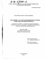 Управление участием предприятия в крупном социально значимом проекте - тема диссертации по экономике, скачайте бесплатно в экономической библиотеке