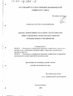 Оценка эффективности и отбор стратегических инвестиционных проектов для развития промышленного предприятия - тема диссертации по экономике, скачайте бесплатно в экономической библиотеке