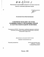Совершенствование системы муниципального управления сферой культуры в переходной экономике - тема диссертации по экономике, скачайте бесплатно в экономической библиотеке