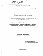 Эффективность инвестиций в развитие портов Йеменской Республики - тема диссертации по экономике, скачайте бесплатно в экономической библиотеке