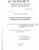 Организация производственно-трудового менеджмента на малом предприятии - тема диссертации по экономике, скачайте бесплатно в экономической библиотеке