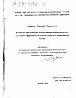 Научно-организационные основы становления рынка труда и повышения эффективности политики занятости в современной России - тема диссертации по экономике, скачайте бесплатно в экономической библиотеке