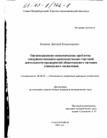 Организационно-экономические проблемы совершенствования производственно-торговой деятельности предприятий общественного питания социального назначения - тема диссертации по экономике, скачайте бесплатно в экономической библиотеке