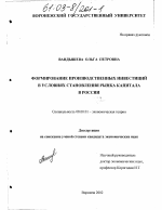 Формирование производственных инвестиций в условиях становления рынка капитала в России - тема диссертации по экономике, скачайте бесплатно в экономической библиотеке