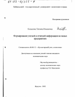 Формирование учетной и отчетной информации на малых предприятиях - тема диссертации по экономике, скачайте бесплатно в экономической библиотеке