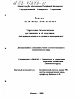 Управление безопасностью организации и её персонала - тема диссертации по экономике, скачайте бесплатно в экономической библиотеке