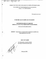 Формирование и развитие инфраструктуры рыночной экономики - тема диссертации по экономике, скачайте бесплатно в экономической библиотеке