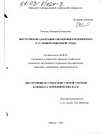 Инструменты адаптации управления предприятием к условиям рыночной среды - тема диссертации по экономике, скачайте бесплатно в экономической библиотеке