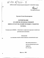 Формирование и развитие производственной инфраструктуры хозяйствующих субъектов региона - тема диссертации по экономике, скачайте бесплатно в экономической библиотеке