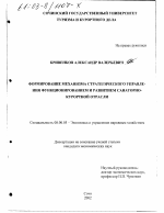 Формирование механизма стратегического управления функционированием и развитием санаторно-курортной отрасли - тема диссертации по экономике, скачайте бесплатно в экономической библиотеке