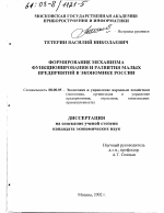 Формирование механизма функционирования и развития малых предприятий в экономике России - тема диссертации по экономике, скачайте бесплатно в экономической библиотеке