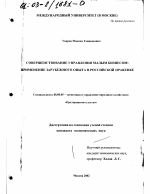 Совершенствование управления малым бизнесом - тема диссертации по экономике, скачайте бесплатно в экономической библиотеке