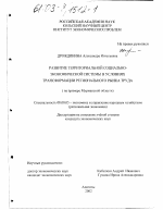 Развитие территориальной социально-экономической системы в условиях трансформации регионального рынка труда - тема диссертации по экономике, скачайте бесплатно в экономической библиотеке