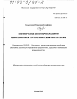 Экономическое обоснование развития территориальных корпоративных комплексов Сибири - тема диссертации по экономике, скачайте бесплатно в экономической библиотеке
