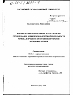 Формирование механизма государственного регулирования внешнеэкономической деятельности региона в процессе становления открытой экономики России - тема диссертации по экономике, скачайте бесплатно в экономической библиотеке