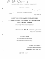 Совершенствование управления сельскохозяйственным предприятием в условиях рисков - тема диссертации по экономике, скачайте бесплатно в экономической библиотеке