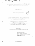 Формирование системы информационного обеспечения маркетинговой деятельности промышленных предприятий - тема диссертации по экономике, скачайте бесплатно в экономической библиотеке