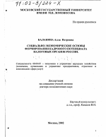 Социально-экономические основы формирования кадрового потенциала налоговых органов России - тема диссертации по экономике, скачайте бесплатно в экономической библиотеке