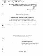 Финансовые методы стимулирования профессиональной военной службы в Вооруженных Силах Российской Федерации - тема диссертации по экономике, скачайте бесплатно в экономической библиотеке