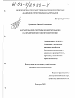 Формирование системы бюджетирования на предприятиях электроэнергетики - тема диссертации по экономике, скачайте бесплатно в экономической библиотеке