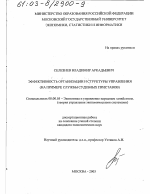 Эффективность организации и структуры управления - тема диссертации по экономике, скачайте бесплатно в экономической библиотеке