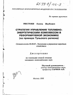 Стратегия управления топливно-энергетическим комплексом в реформируемой экономике - тема диссертации по экономике, скачайте бесплатно в экономической библиотеке