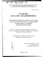 Экономический механизм адаптации сельскохозяйственных предприятий к рыночным условиям функционирования - тема диссертации по экономике, скачайте бесплатно в экономической библиотеке