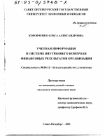 Учетная информация в системе внутреннего контроля финансовых результатов организации - тема диссертации по экономике, скачайте бесплатно в экономической библиотеке