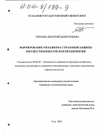 Формирование механизма страховой защиты имущественных рисков предприятия - тема диссертации по экономике, скачайте бесплатно в экономической библиотеке