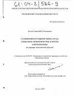 Становление и развитие рынка труда: социально-экономические аспекты и перспективы - тема диссертации по экономике, скачайте бесплатно в экономической библиотеке