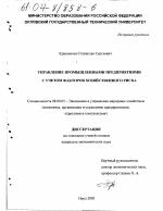 Управление промышленными предприятиями с учетом факторов хозяйственного риска - тема диссертации по экономике, скачайте бесплатно в экономической библиотеке