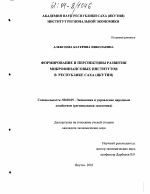 Формирование и перспективы развития микрофинансовых институтов в Республике Саха (Якутия) - тема диссертации по экономике, скачайте бесплатно в экономической библиотеке