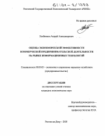 Оценка экономической эффективности коммерческой предпринимательской деятельности на рынке информационных технологий - тема диссертации по экономике, скачайте бесплатно в экономической библиотеке