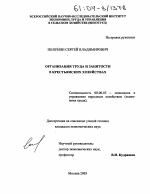 Организация труда и занятости в крестьянских хозяйствах - тема диссертации по экономике, скачайте бесплатно в экономической библиотеке