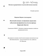 Налоговый контроль как функция управления субъектами предпринимательства - тема диссертации по экономике, скачайте бесплатно в экономической библиотеке