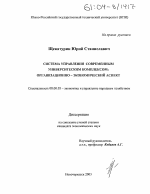 Система управления современным университетским комплексом: организационно-экономический аспект - тема диссертации по экономике, скачайте бесплатно в экономической библиотеке