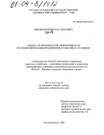 Оценка экономической эффективности функционирования предприятия в рыночных условиях - тема диссертации по экономике, скачайте бесплатно в экономической библиотеке