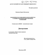 Экономическое поведение домохозяйств в условиях формирования рыночных отношений - тема диссертации по экономике, скачайте бесплатно в экономической библиотеке