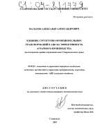 Влияние структурно-функциональных трансформаций в АПК на эффективность аграрного производства - тема диссертации по экономике, скачайте бесплатно в экономической библиотеке