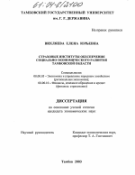 Страховые институты обеспечения социально-экономического развития Тамбовской области - тема диссертации по экономике, скачайте бесплатно в экономической библиотеке