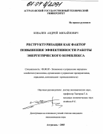 Реструктуризация как фактор повышения эффективности работы энергетического комплекса - тема диссертации по экономике, скачайте бесплатно в экономической библиотеке